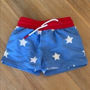 The Beaufort Bonnet Company Red and Blue Star swim trunks
